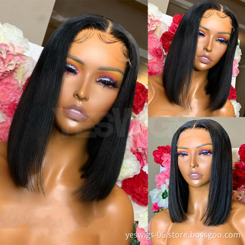 Cheap Straight Short Bob Wig Natural Human Hair Hd Full Transparent Lace Front Wig Raw Indian Virgin Human Hair Lace Frontal Wig